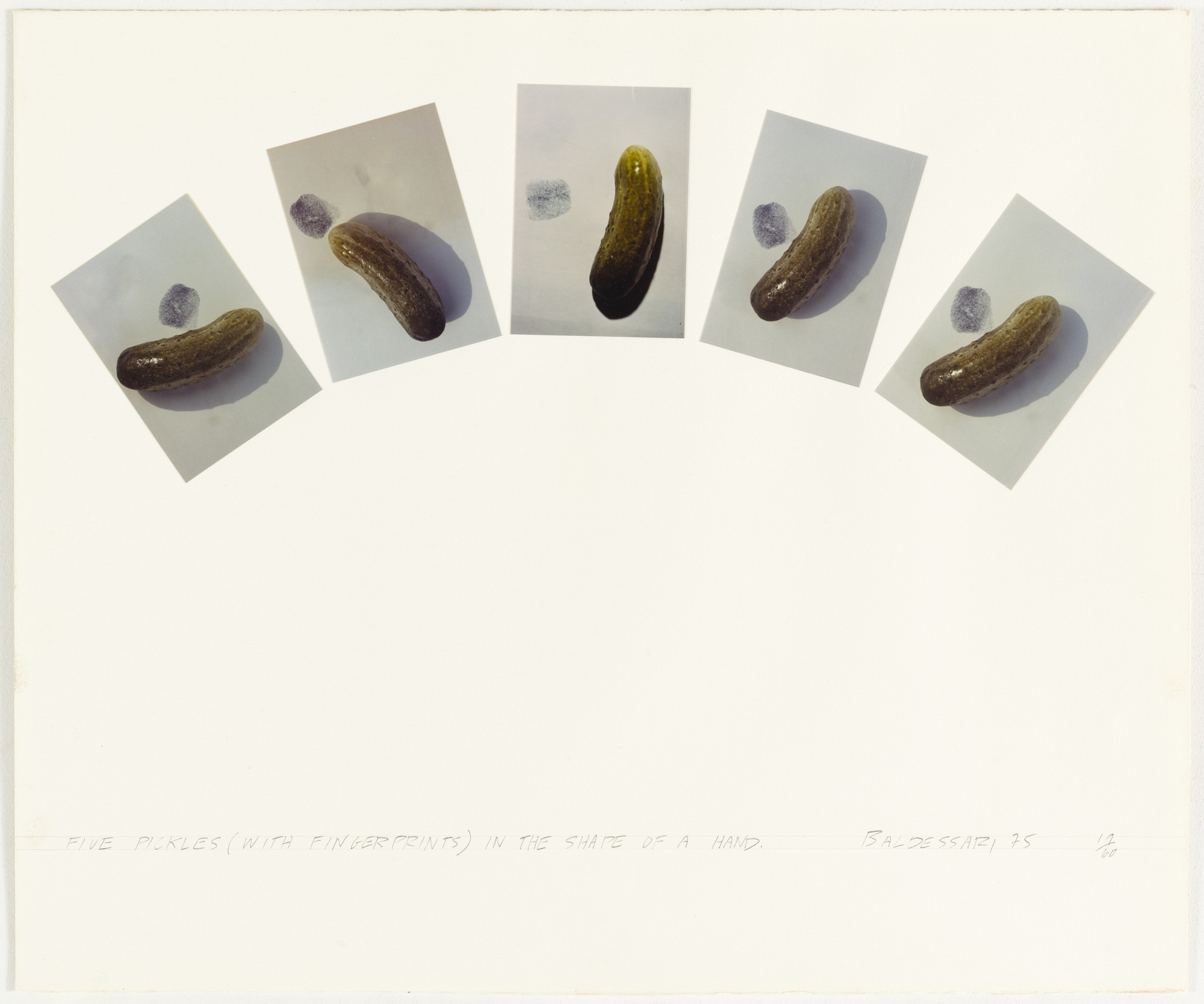 John Baldessari. Five Pickles (with Fingerprints) in the Shape of a Hand