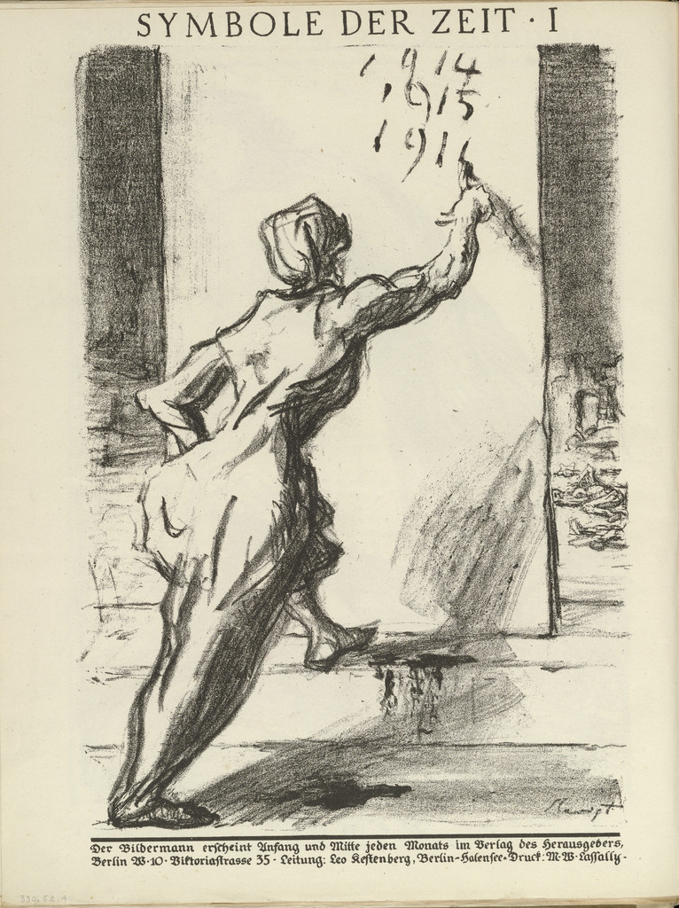 Signs of the Times I (Symbole der Zeit I) (plate, folio 3 verso) from the periodical Der Bildermann, vol. 1, no. 1 (Apr 1916)