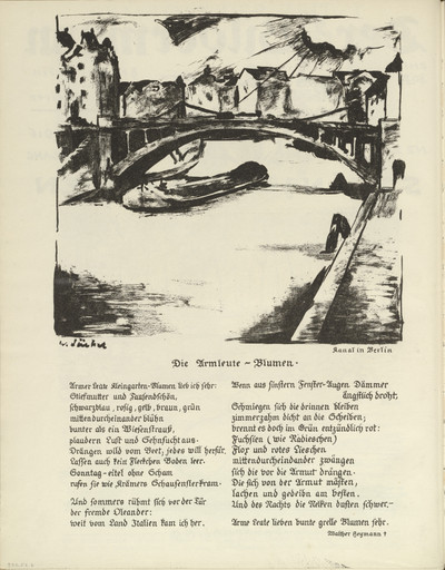 Canal in Berlin (plate, folio 4 verso) from the periodical Der Bildermann, vol. 1, no. 2 (April 1916)
