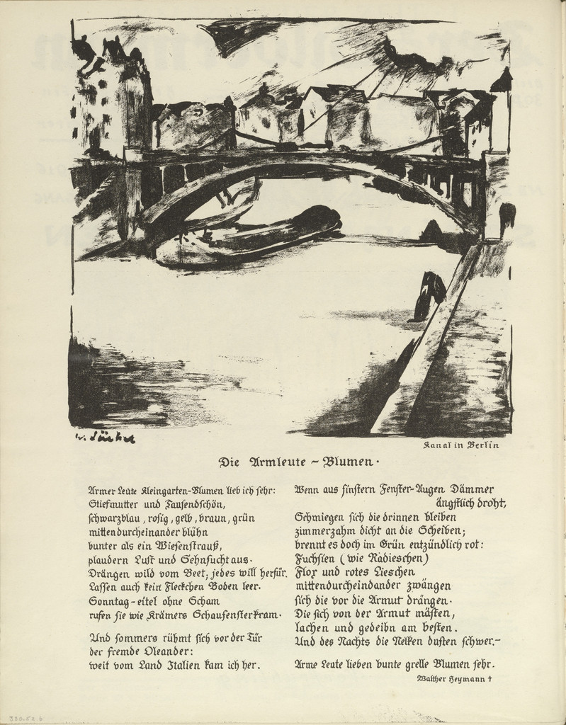 Canal in Berlin (Kanal in Berlin) (plate, folio 4 verso) from the periodical Der Bildermann, vol. 1, no. 2 (April 1916)