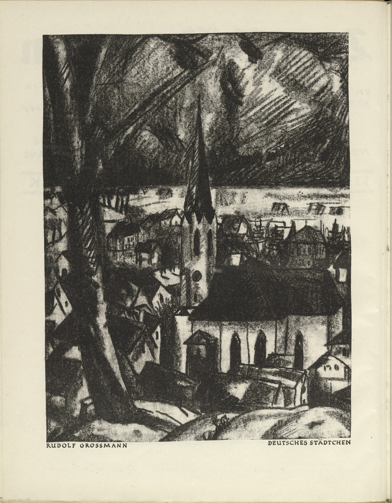 German Town (Deutsches Städtchen) (plate, folio 6 verso) from the periodical Der Bildermann, vol. 1, no. 3 (May 1916)