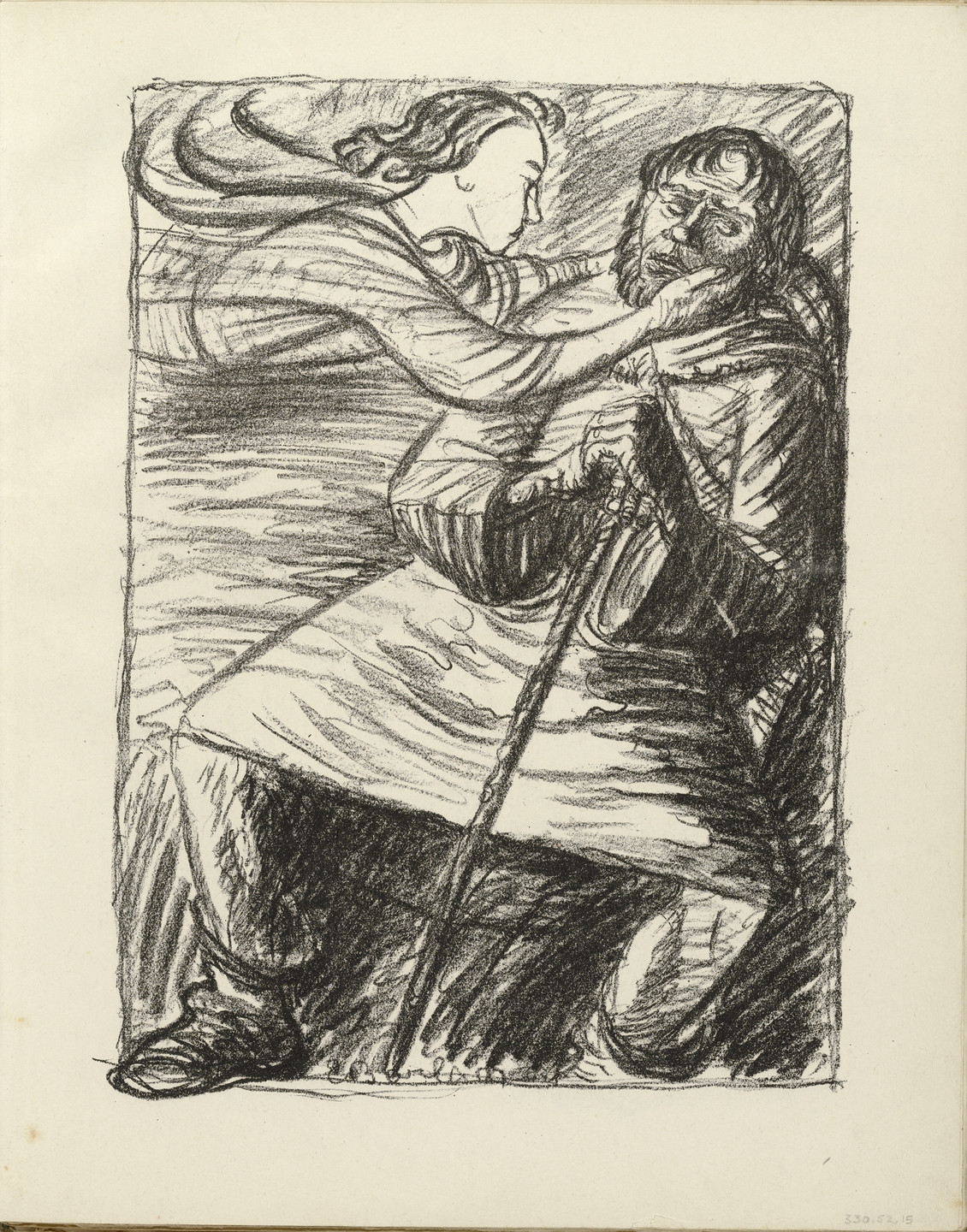 Ernst Barlach. The Weary One (Der Müde) (plate, folio 9) from the periodical Der Bildermann, vol. 1, no. 4 (May 1916). 1916