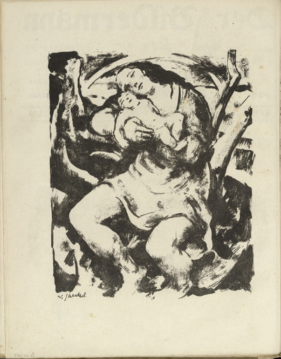 Mother with Child to Her Cheek (plate, folio 12 verso) from the periodical Der Bildermann, vol. 1, no. 6 (June 1916)