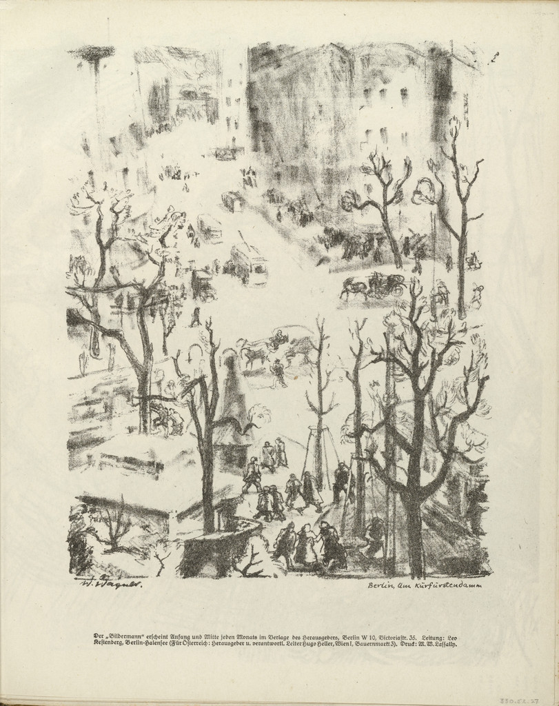 On the Kurfürstendamm, Berlin (Berlin, Am Kurfürstendamm) (plate, folio 15) from the periodical Der Bildermann, vol. 1, no. 7 (July 1916)