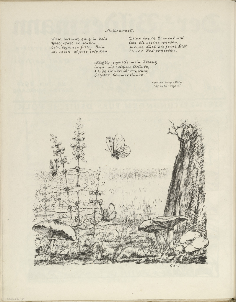 The Meadow (Die Wiese) (plate, folio 16 verso) from the periodical Der Bildermann, vol. 1, no. 8 (Jul 1916)