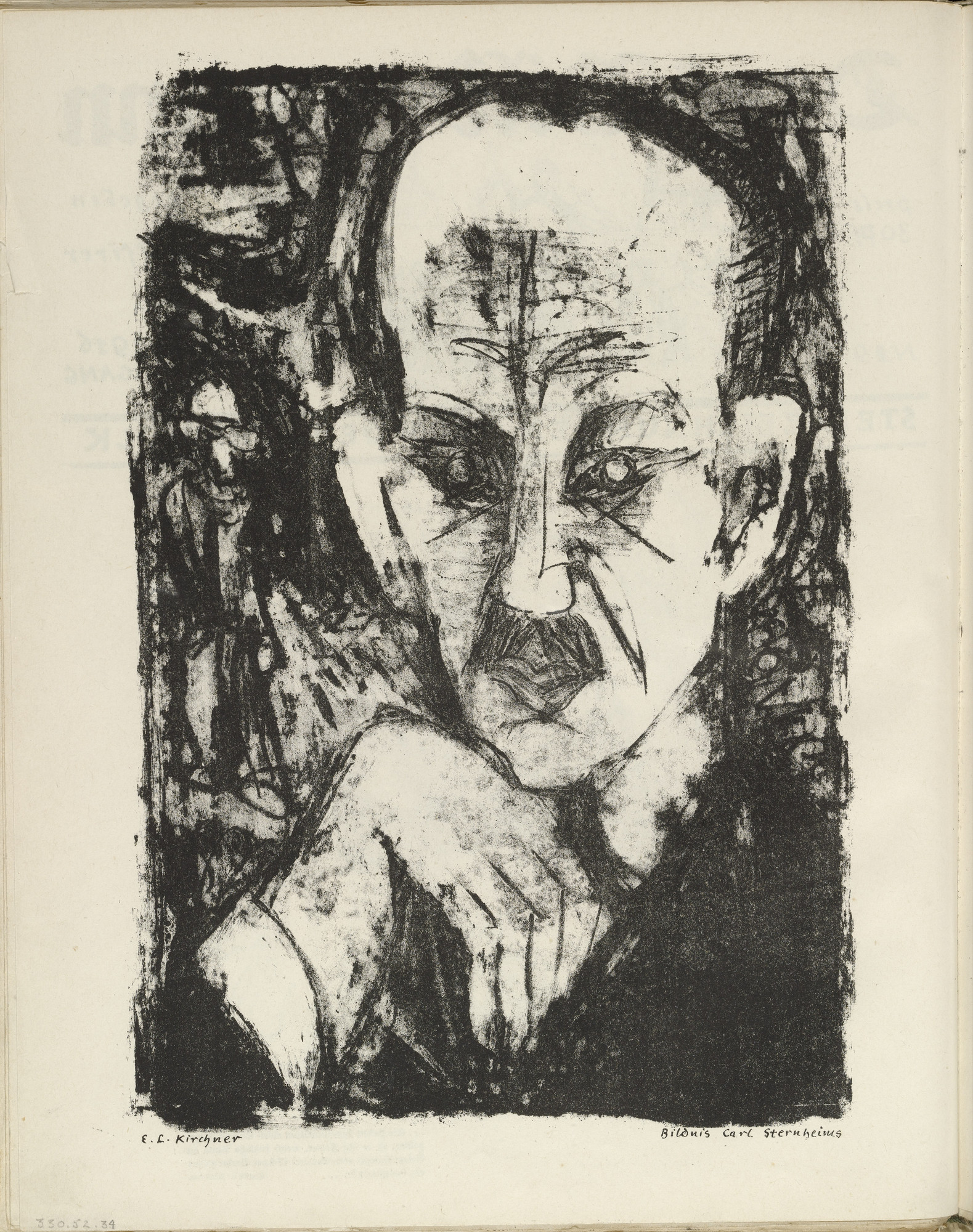 Ernst Ludwig Kirchner. Portrait of Carl Sternheim (plate, folio 18 verso) from the periodical Der Bildermann, vol. 1, no. 9 (Aug 1916)