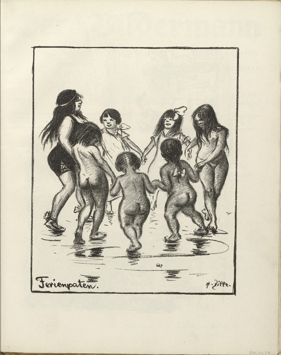 Heinrich Zille. The Godchildren&#39;s Holiday (Ferienpaten) (plate, folio 21) from the periodical Der Bildermann, vol. 1, no. 10 (August 1916). 1916