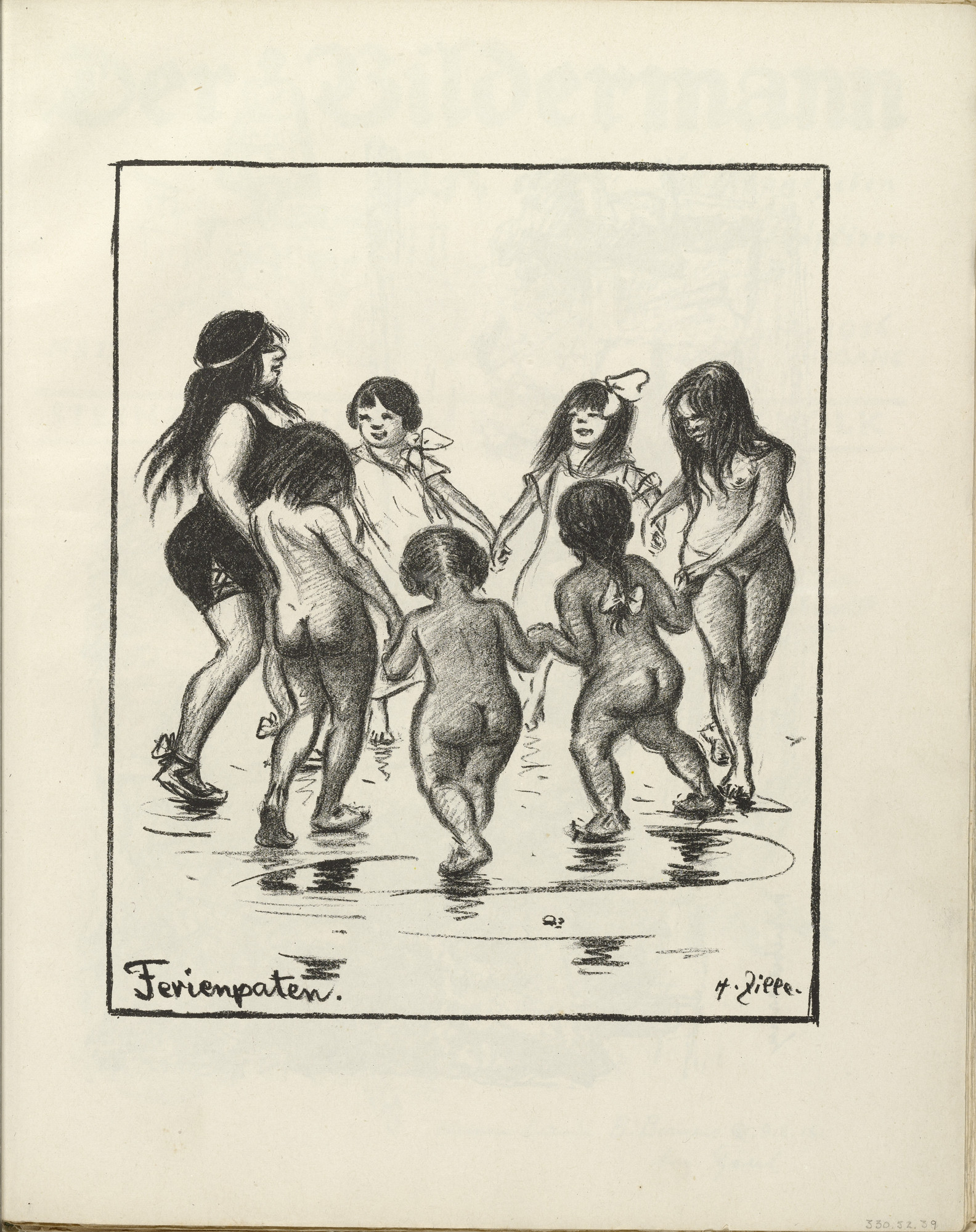 Heinrich Zille. The Godchildren's Holiday (plate, folio 21) from the periodical Der Bildermann, vol. 1, no. 10 (August 1916)