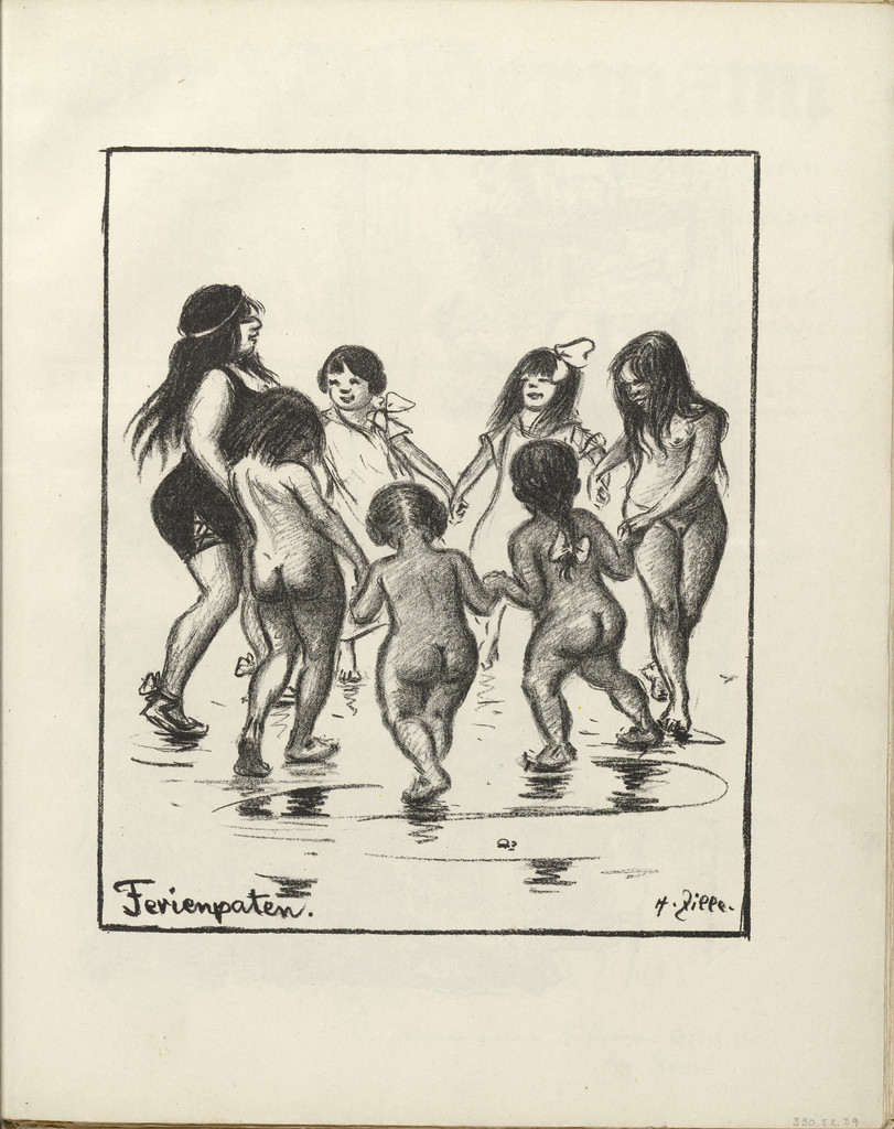 The Godchildren's Holiday (Ferienpaten) (plate, folio 21) from the periodical Der Bildermann, vol. 1, no. 10 (August 1916)