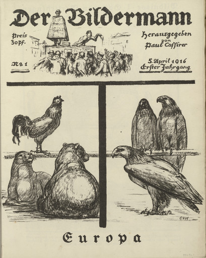 Europe (front cover, folio 2) from the periodical Der Bildermann, vol. 1, no. 1 (Apr 1916)