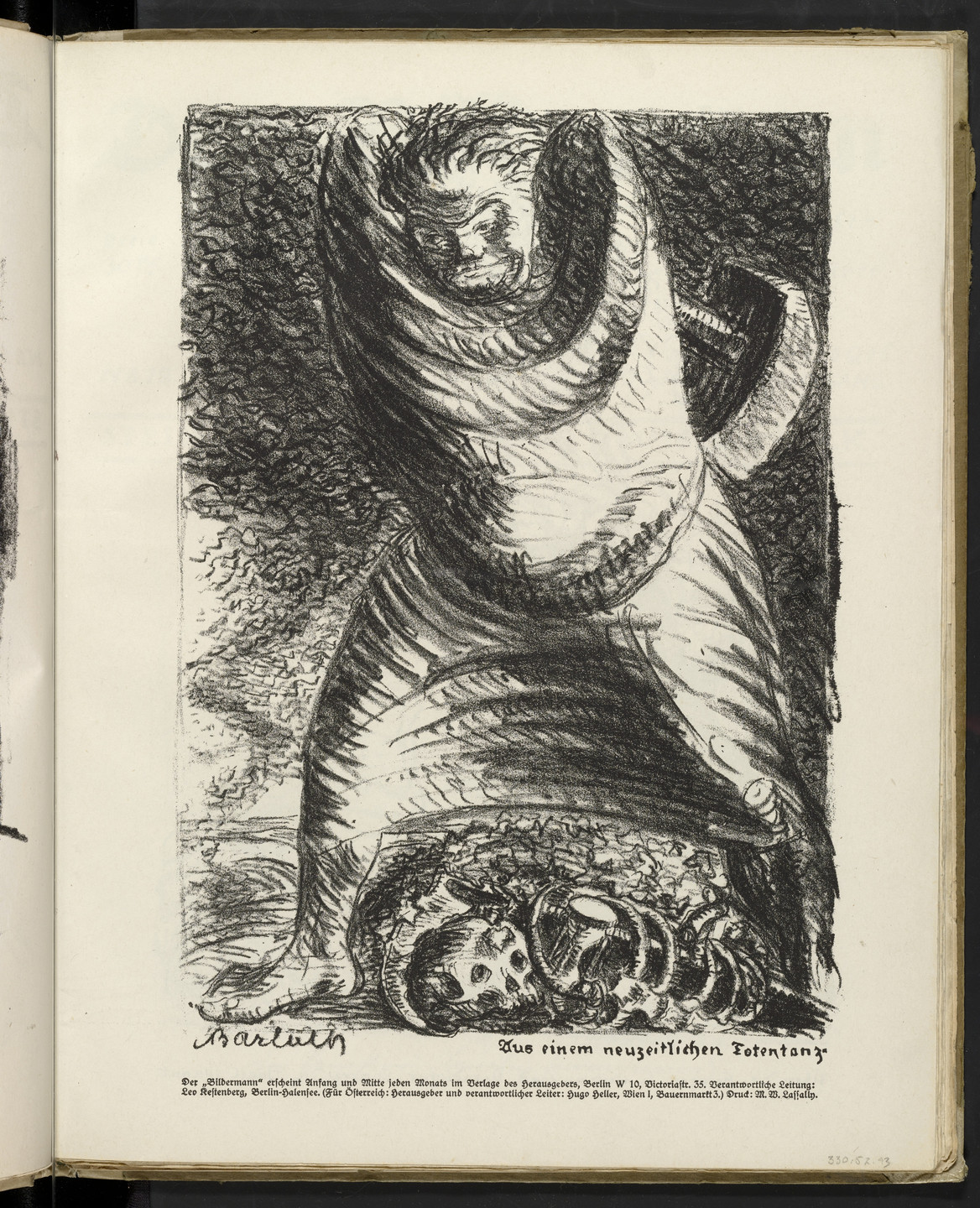 Ernst Barlach. From a Modern Dance of Death (Aus einem neuzeitlichen Totentanz) (plate, folio 23) from the periodical Der Bildermann, vol. 1, no. 11 (Sept 1916). 1916