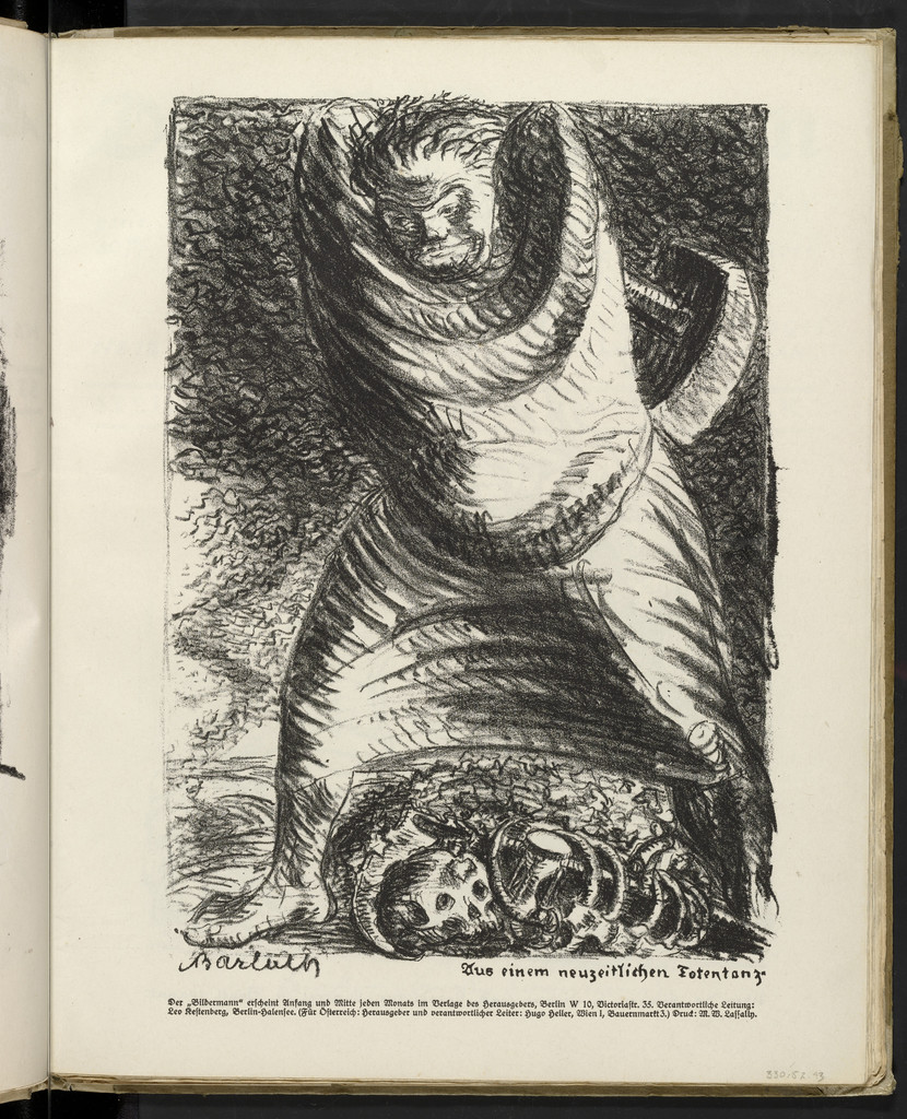 From a Modern Dance of Death (Aus einem neuzeitlichen Totentanz) (plate, folio 23) from the periodical Der Bildermann, vol. 1, no. 11 (Sept 1916)