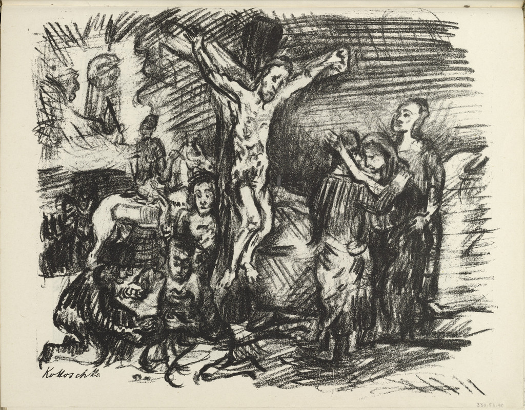 The Crucifixion (Der Gekreuzigte) (plate, foilo 25 verso) from the periodical Der Bildermann, vol. 1, no. 12 (Sept 1916)