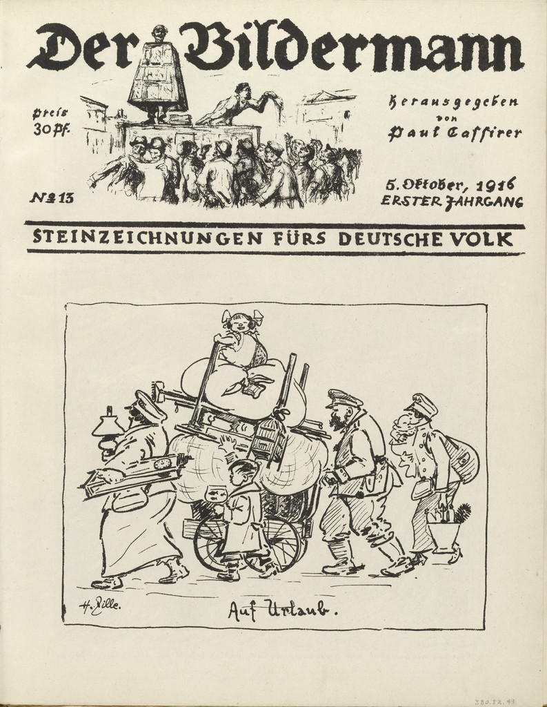On Vacation (Auf Urlaub) (front cover, folio 26) from the periodical Der Bildermann, vol. 1, no. 13 (October 1916)