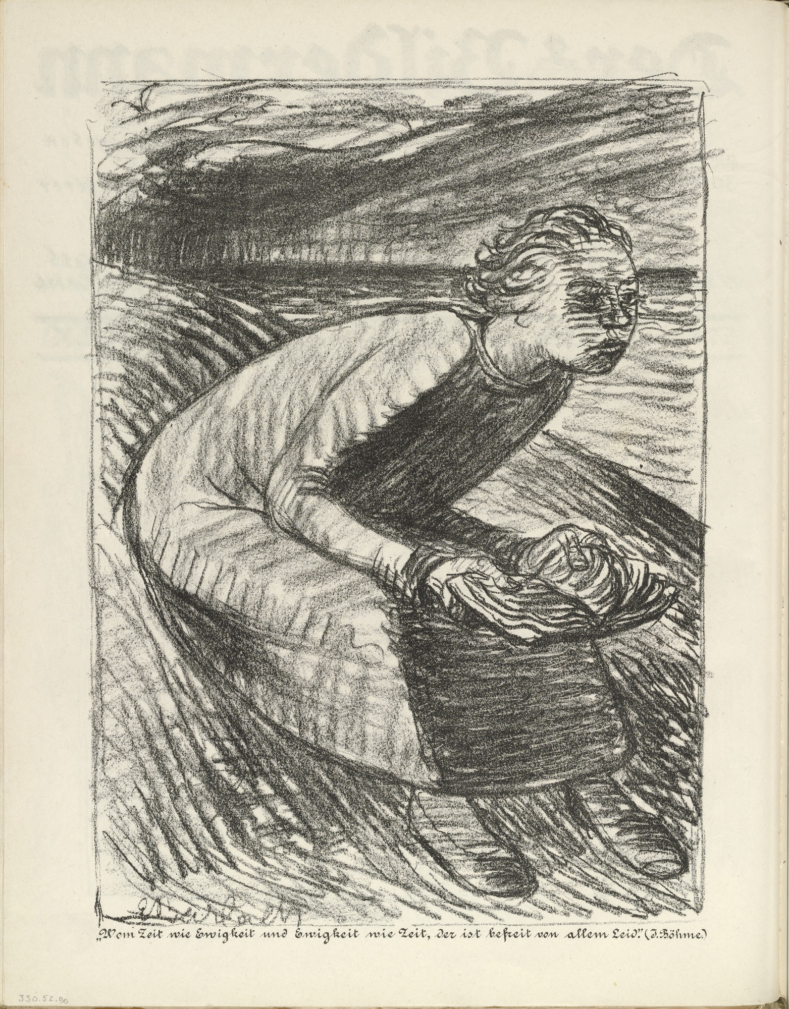 Ernst Barlach. For Whom Time is an Eternity (Wem Zeit wie Ewigkeit) (plate, folio 26 verso) from the periodical Der Bildermann , vol. 1, no. 13 (Oct 1916)
