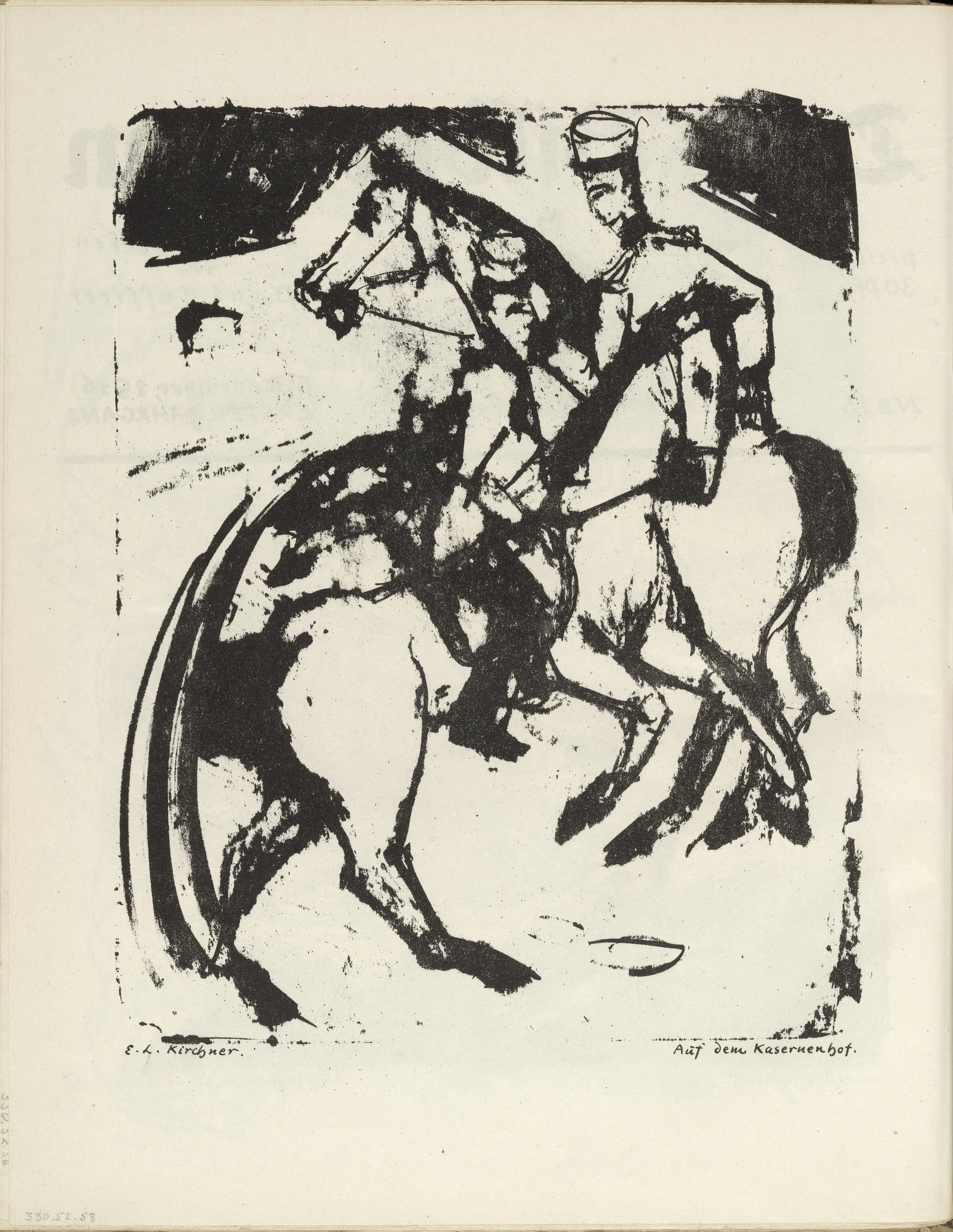 Ernst Ludwig Kirchner. In the Barracks Yard (plate, folio 30 verso) from the periodical Der Bildermann, vol. 1, no. 15 (Nov 1916)