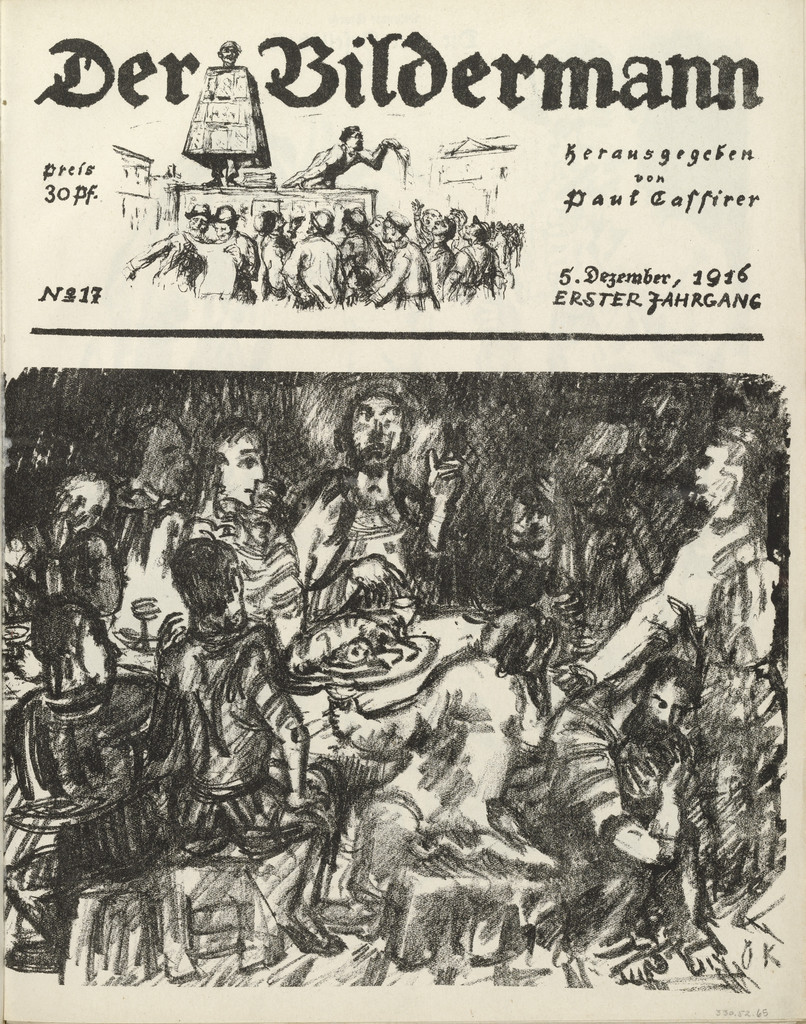 The Last Supper (Das Abendmahl) (front cover, folio 34) from the periodical Der Bildermann, vol. 1, no. 17 (Dec 1916)