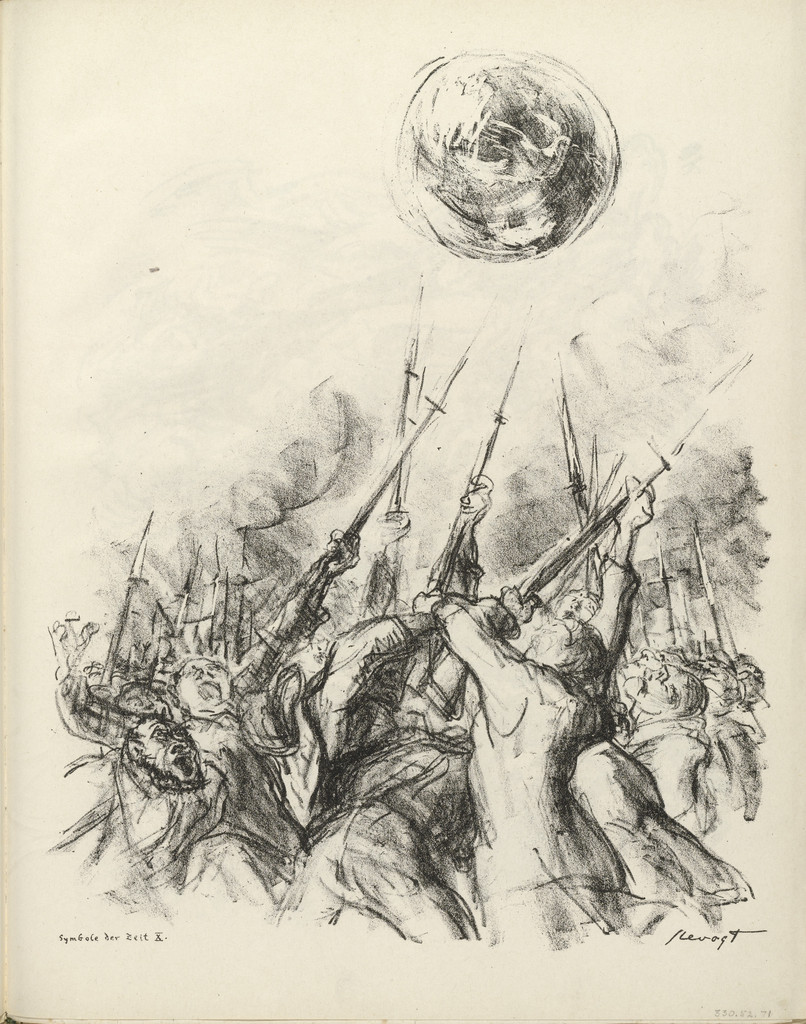 Signs of the Times X (Symbole der Zeit X) (plate, folio 37) from the periodical Der Bildermann, vol. 1, no. 18 (Dec 1916)