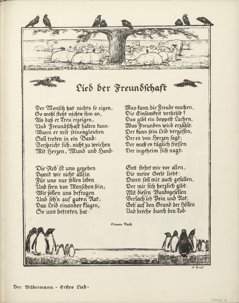 Untitled, illustration to Simon Dach's poem "Song of Friendship" (Lied der Freundschaft) (border, 1st song, folio 39) from the periodical Der Bildermann, supplement to vol. 1, no. 1 (Apr 1916)