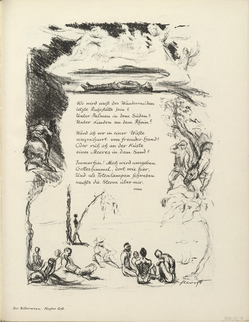 Untitled, illustration to Heinrich Heine's poem "Where?" ("Wo?") (border, 5th song, folio 43) from the periodical Der Bildermann, supplement to vol. 1, no. 9 (Aug 1916)