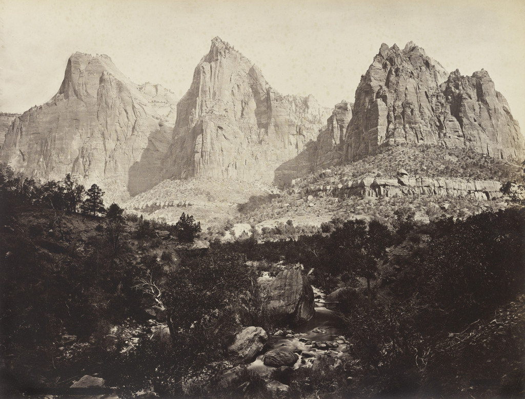 The Three Patriarchs on the west side of Zion Canyon, Zion National Park, Utah