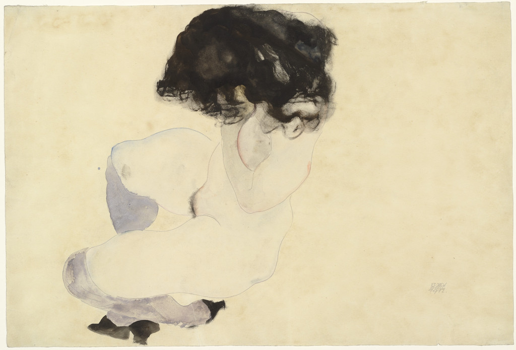 Nude with Violet Stockings and Black Hair (Akt mit violetten Strümpfen und schwarzem Haar)