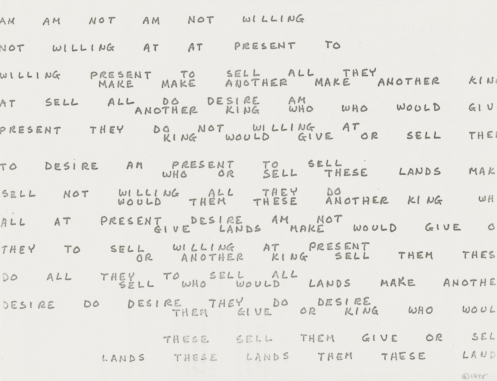Carl Andre. Am Am Not Am Not Willing ( version A )