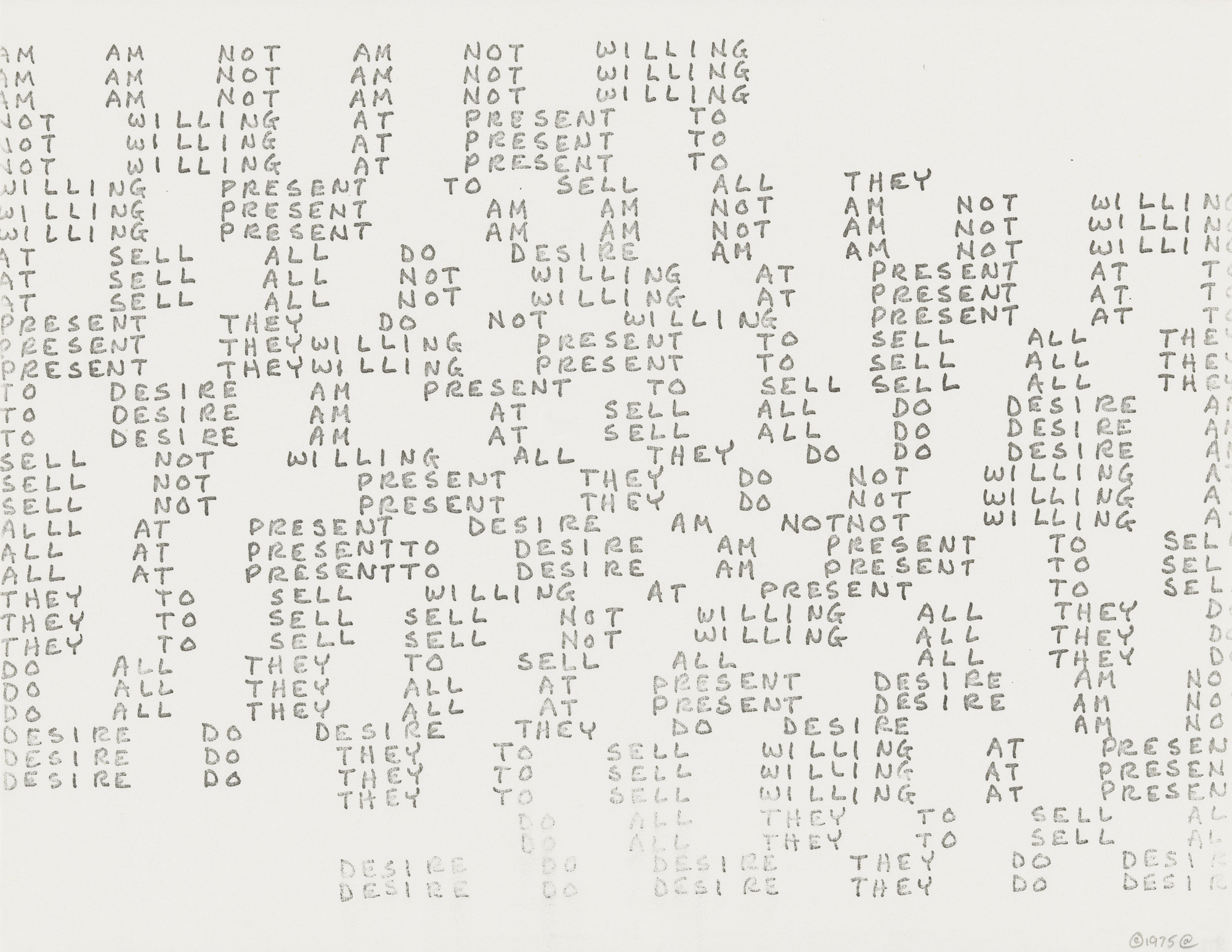 Carl Andre. Am Am Not Am Not Willing ( version B )