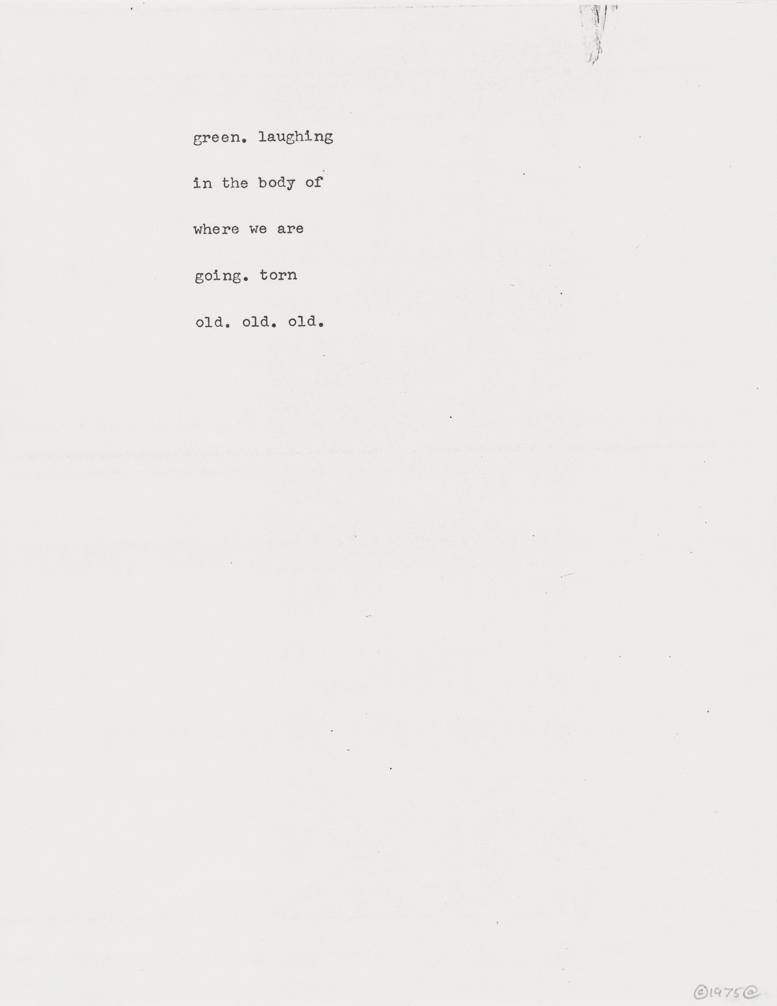 Carl Andre. green. laughing