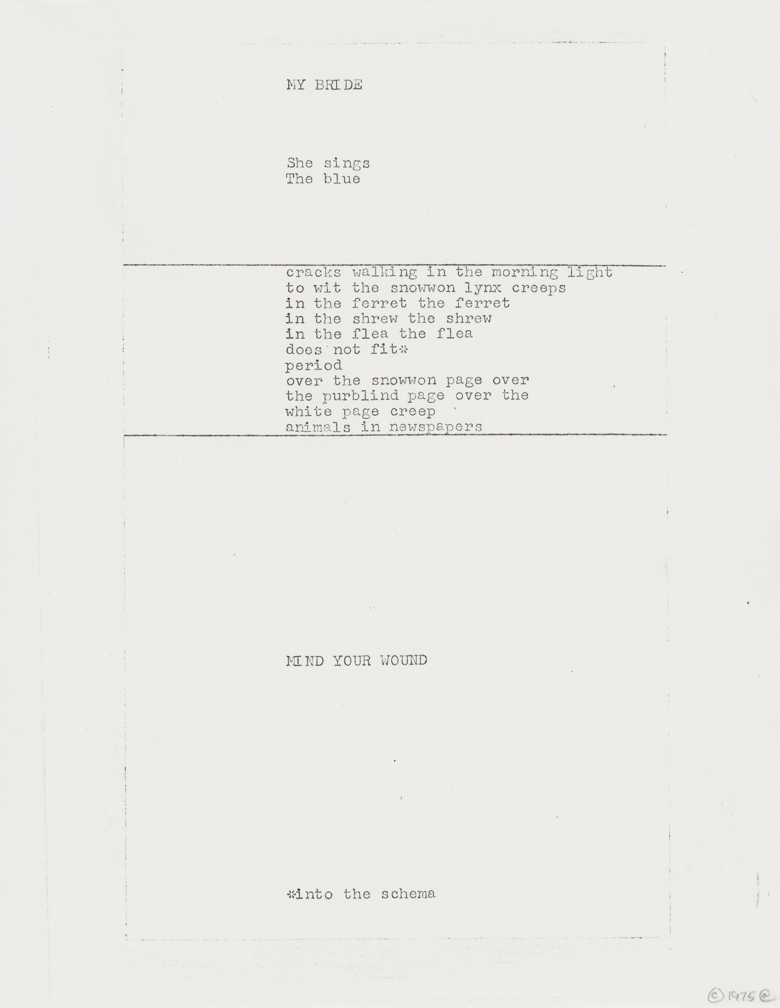 Carl Andre. My Bride