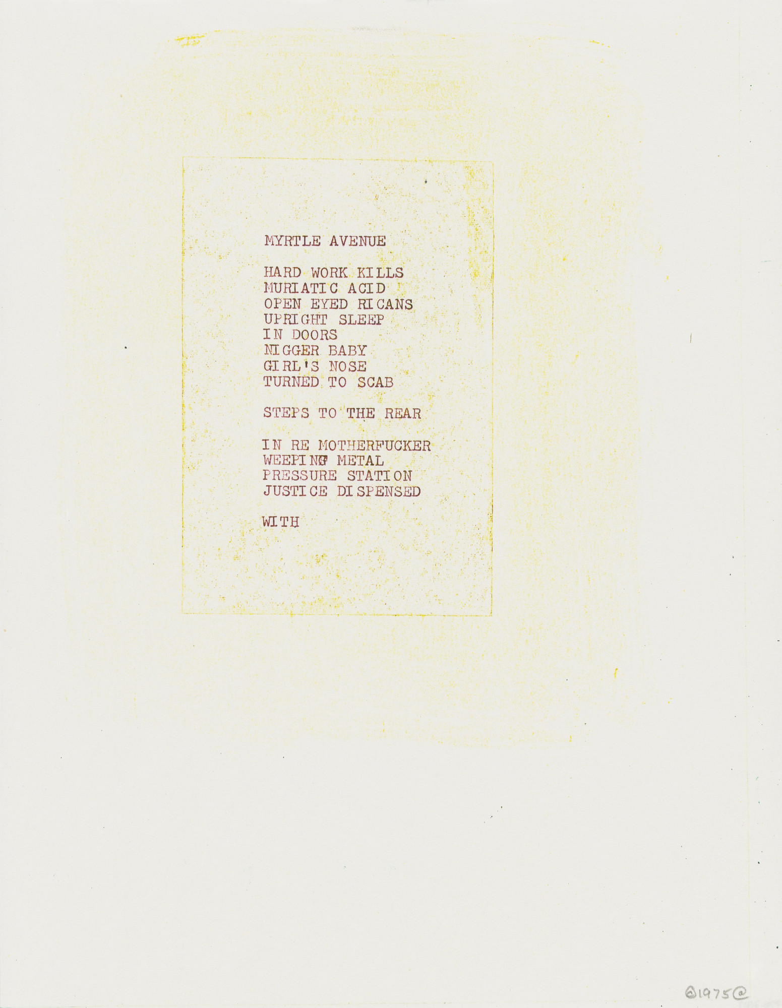 Carl Andre. Myrtle Avenue