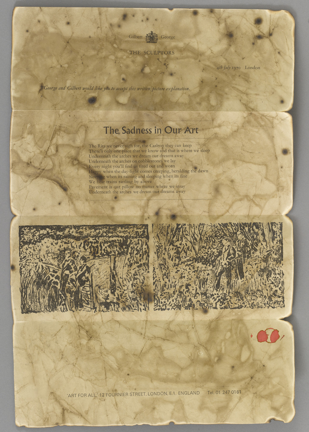 Gilbert &amp; George, Gilbert Proesch, George Passmore. The Sadness in Our Art. 1970