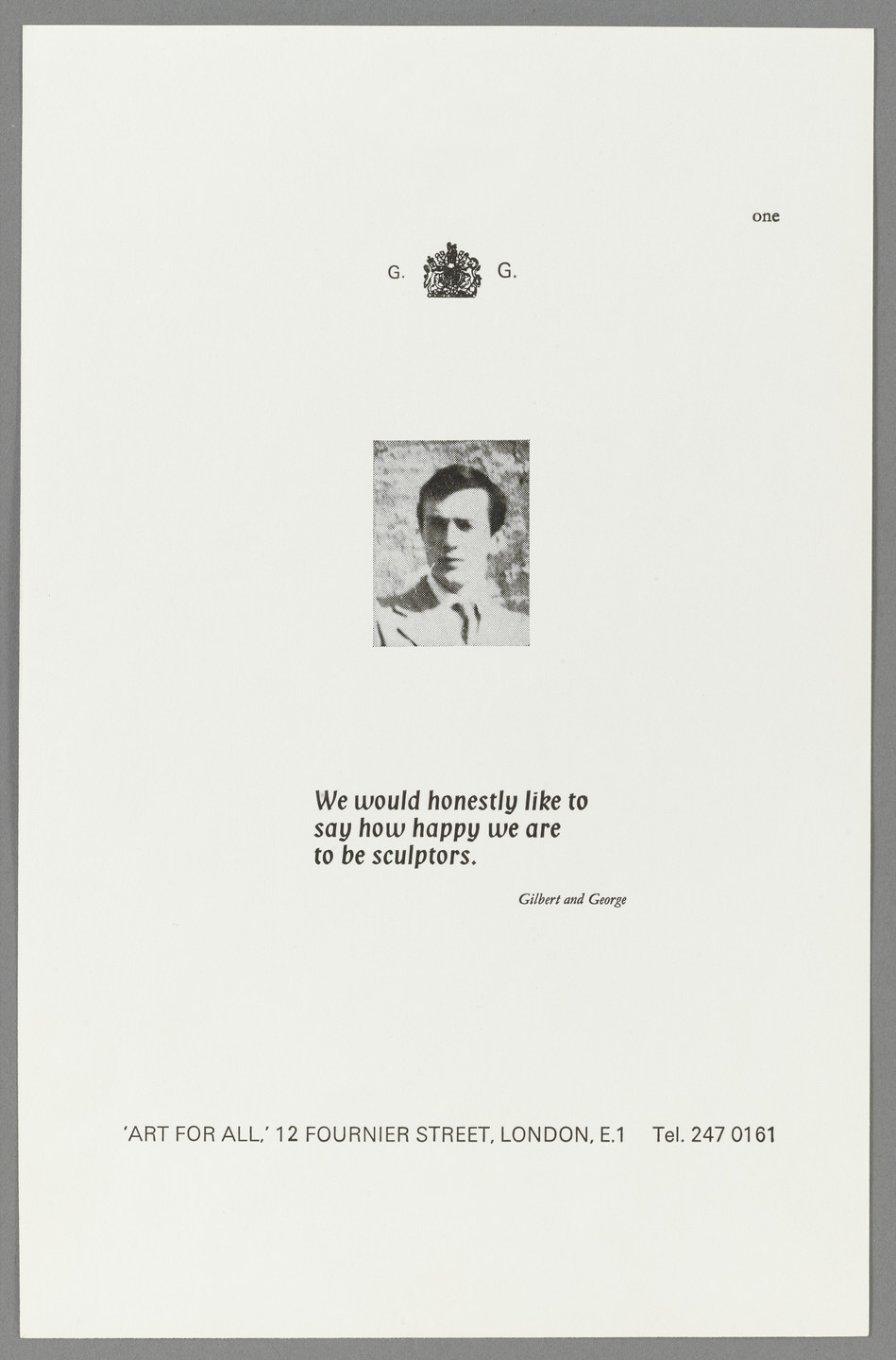 Gilbert &amp; George, Gilbert Proesch, George Passmore. The Words of the Sculptors. 1970