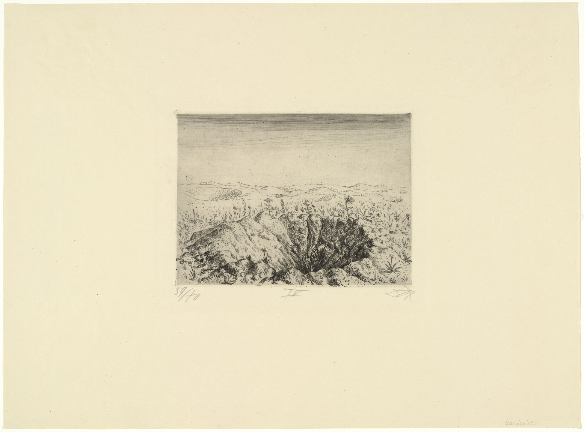 Otto Dix. Shell Crater with Flowers (Spring 1916) (Granattrichter mit Blumen [Frühling 1916]) from The War (Der Krieg). 1924
