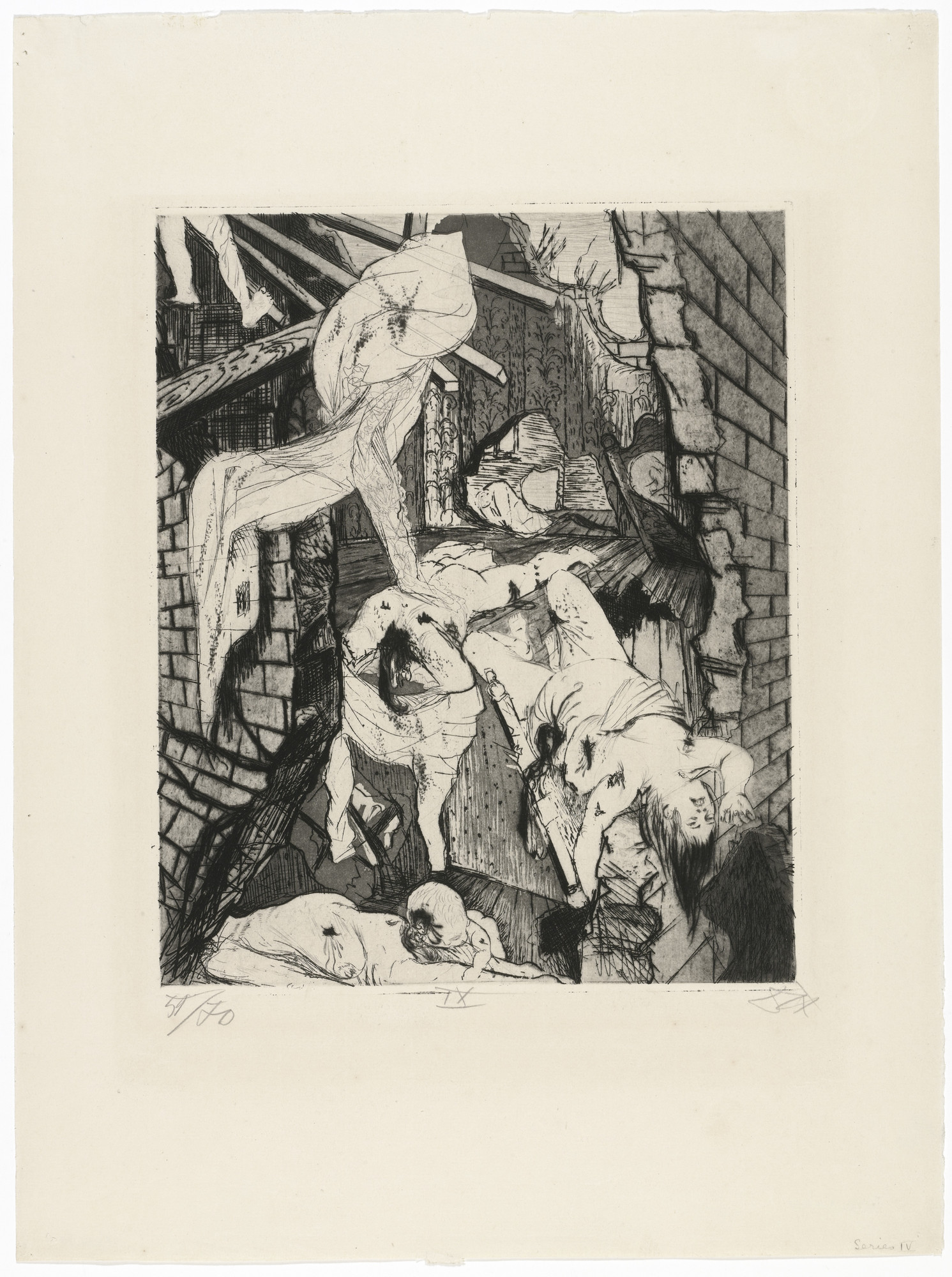 Otto Dix. House Destroyed by Aerial Bombs (Tournai) [Durch