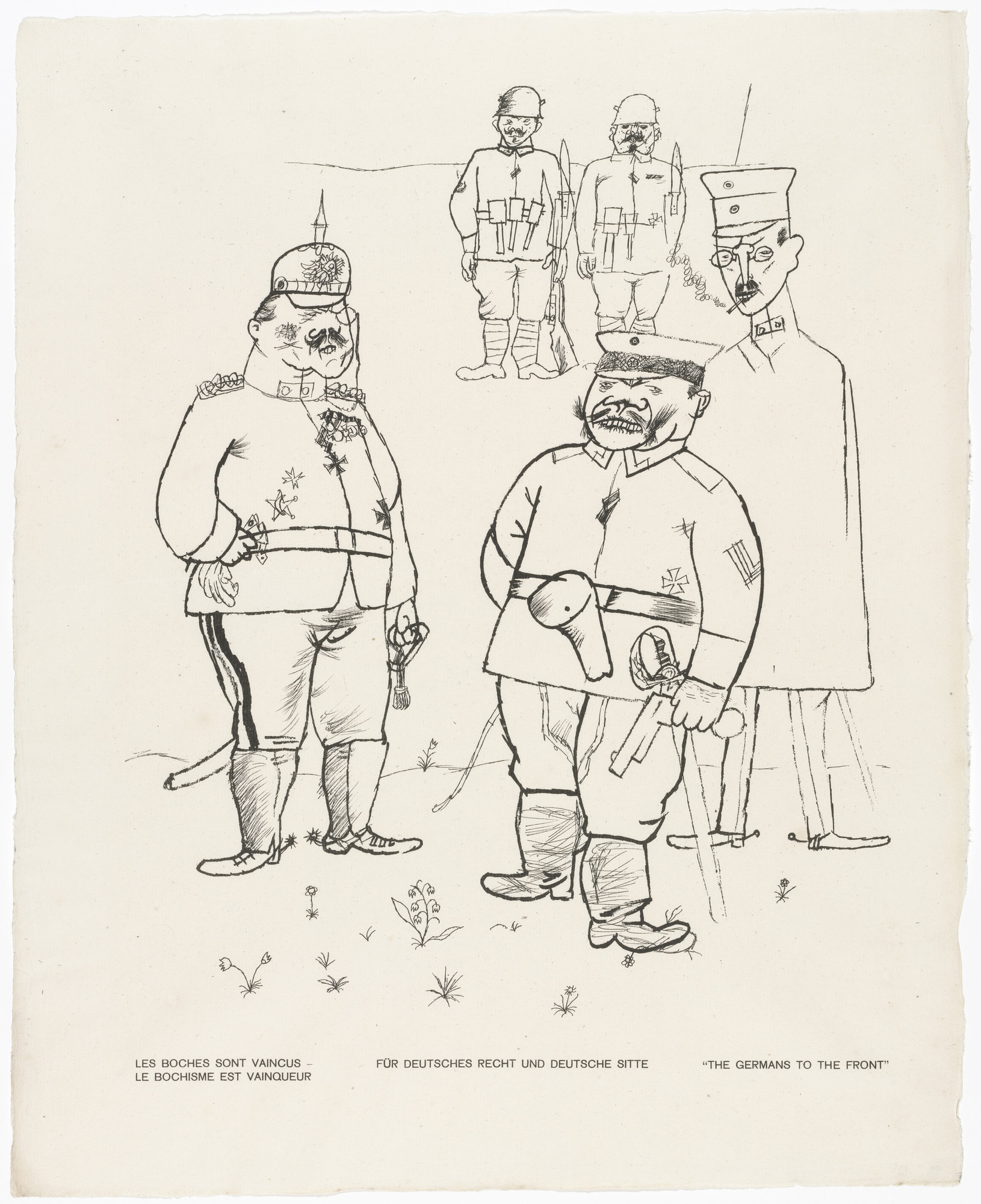 George Grosz. The Germans to the Front (Für deutsches Recht und deutsche Sitte) from the portfolio God with Us (Gott mit uns)