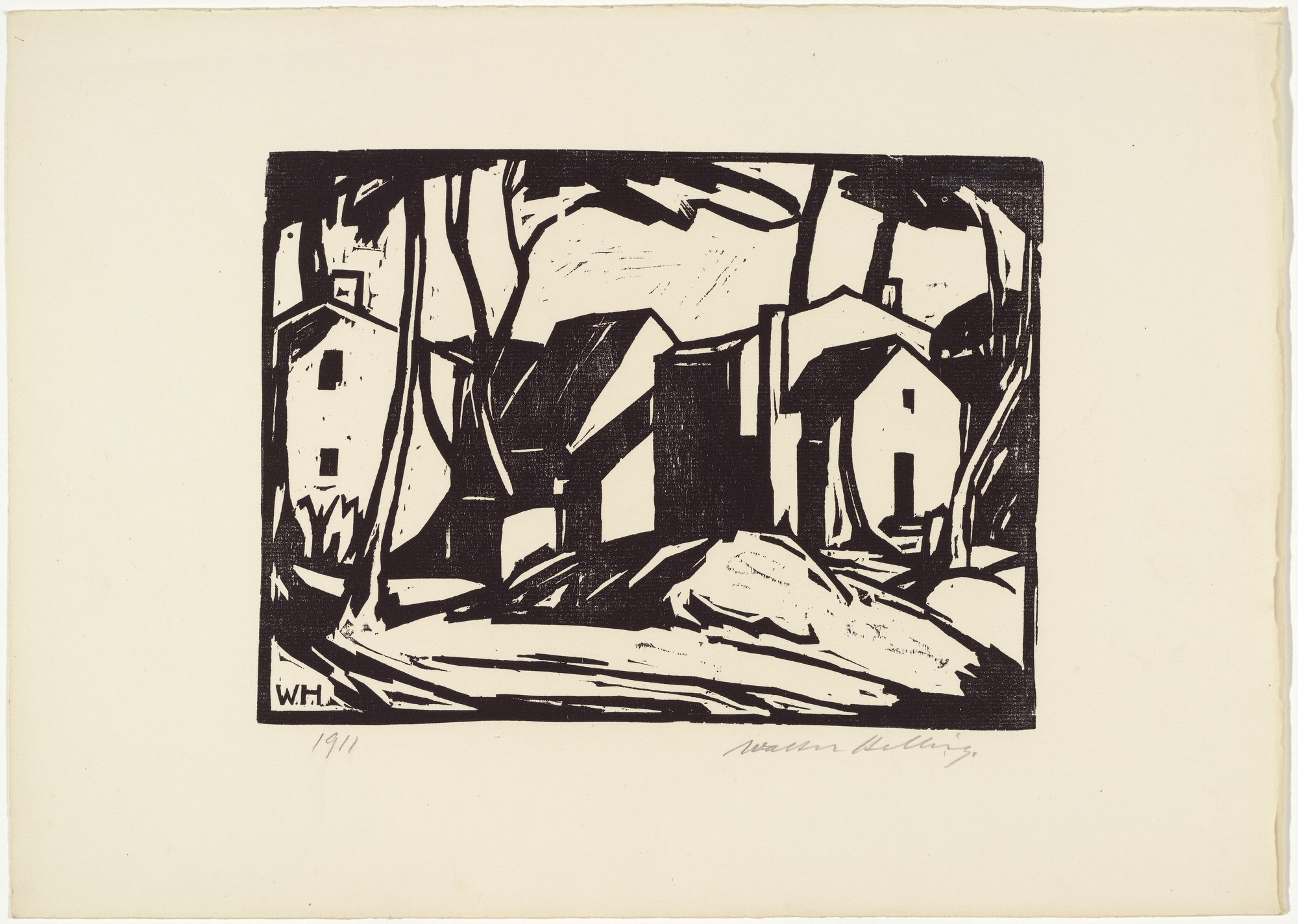 Walter Helbig. Houses (Häuser) from 16 Woodcuts (16 Holzschnitte). 1911, published 1926