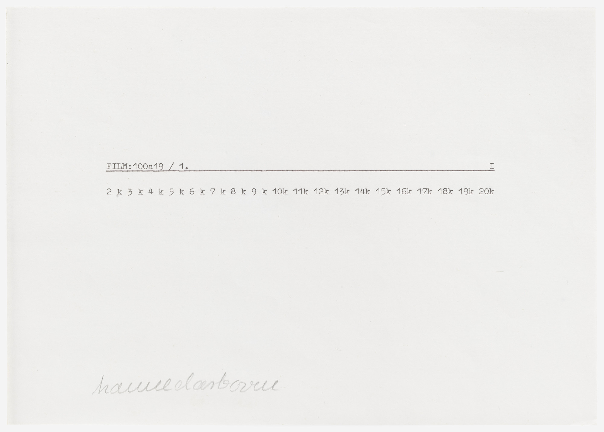 Hanne Darboven. Untitled (FILM… I.). (c. 1970)