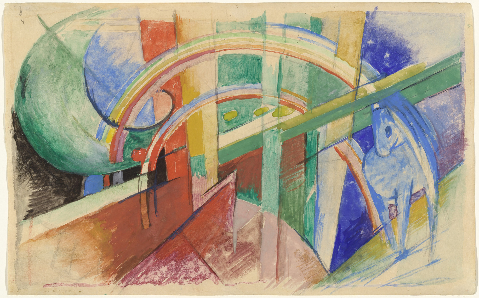 Franz Marc. Blue Horse with Rainbow (Blaues Pferd mit Regenbogen). 1913