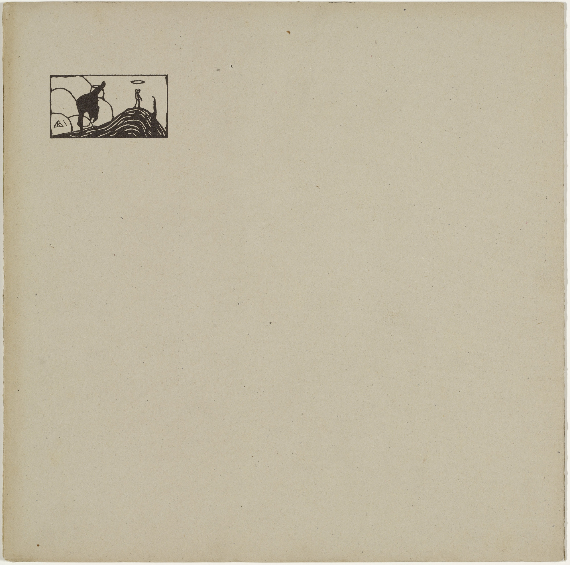 Vasily Kandinsky. Back cover (Hills, Trees, Clouds and Figure) from Xylographs (Xylographies)