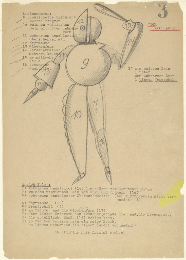 Abstract Dancer (Der Abstrakte) from Notes and sketches for The Triadic Ballet (Das triadische Ballett)