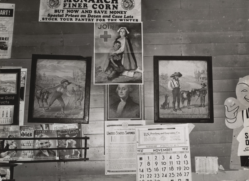 Decoration in Store at Alger, Montana, John Vachon, November 1937