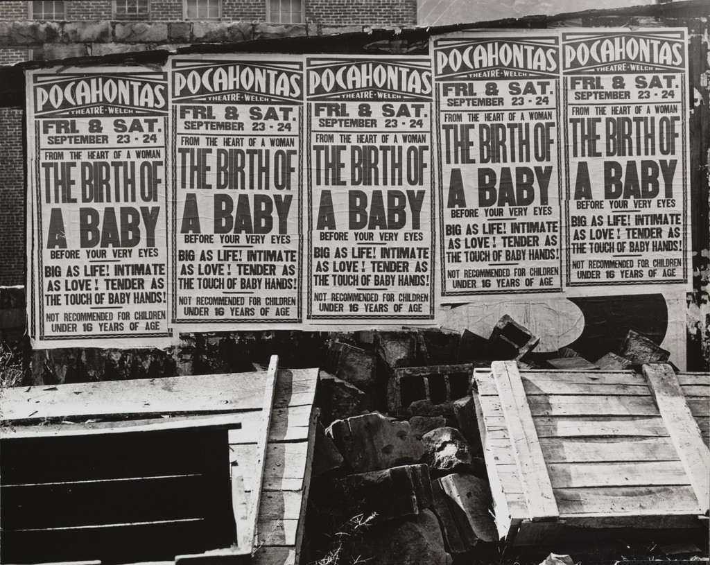 Movie Advertisement on the Side of a Building, "Birth of a Baby," Welch, West Virginia