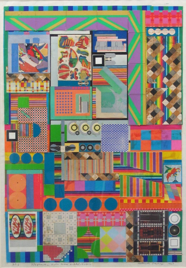 Eduardo Paolozzi. No 6 7 Pyramide in Form Einer Achtelskugel, collage study for Universal Electronic Vacuum. 1967