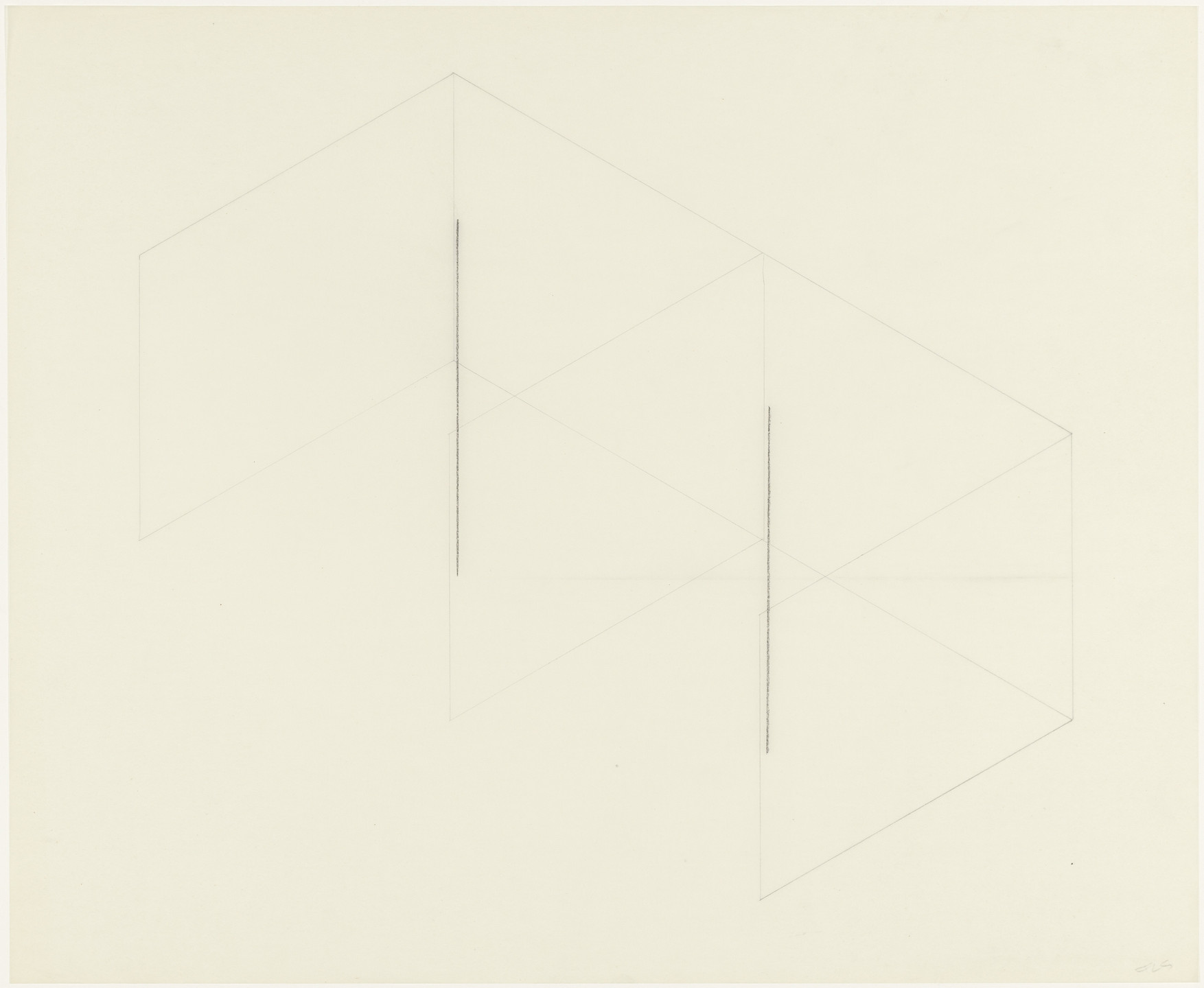 Fred Sandback. From the series 16 Variations of 2 Horizontal Lines. (1973)