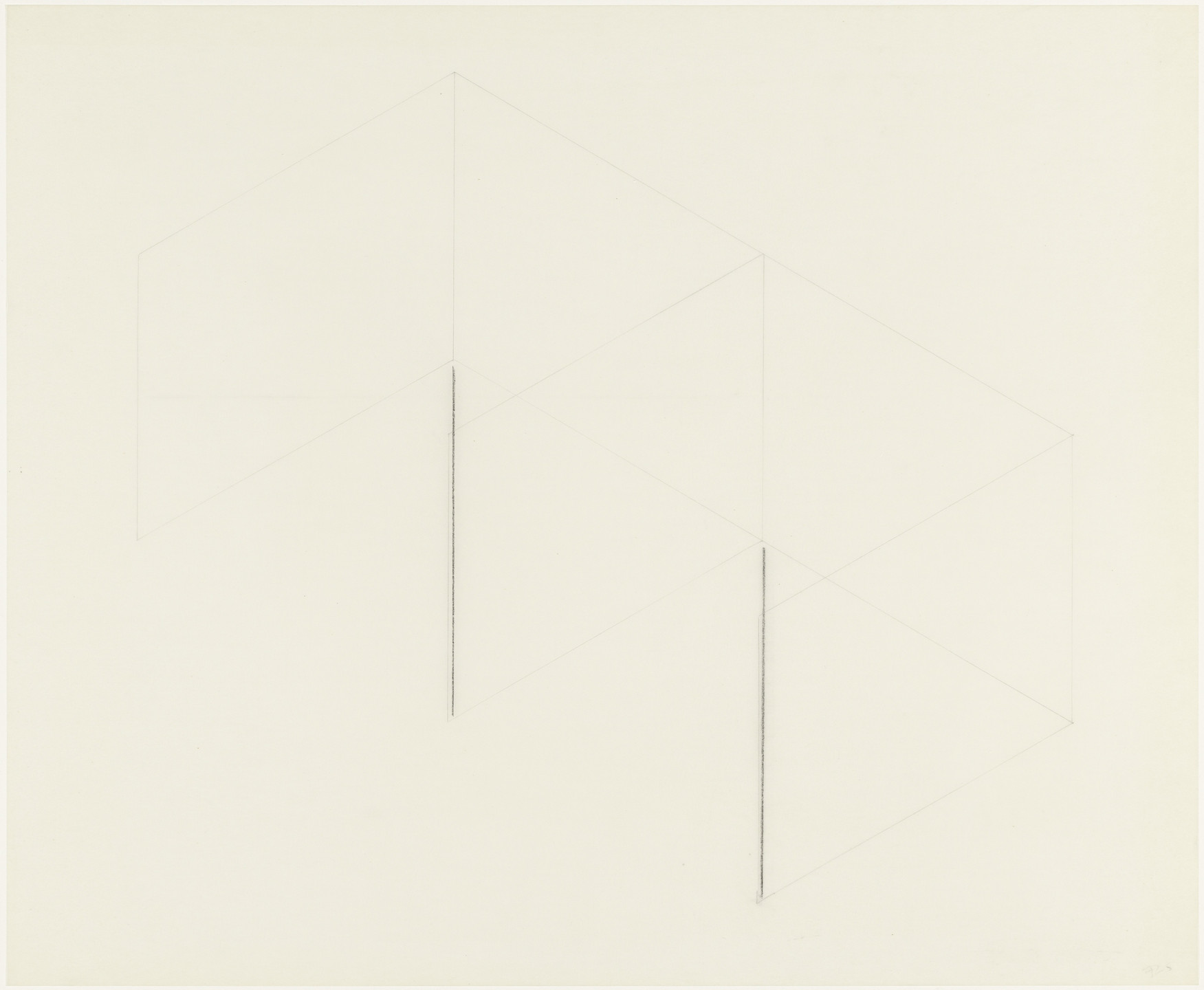 Fred Sandback. From the series 16 Variations of 2 Horizontal Lines. (1973)
