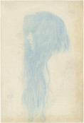 Gustav Klimt. Profile of a Girl (Study for &#39;Thalia and Melpomene&#39;) (Brustbild eines Mädchens mit langem Haar im Profil nach links). 1898-99