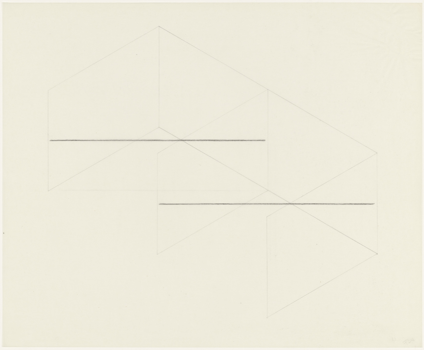 Fred Sandback. From the series 16 Variations of 2 Horizontal Lines. (1973)