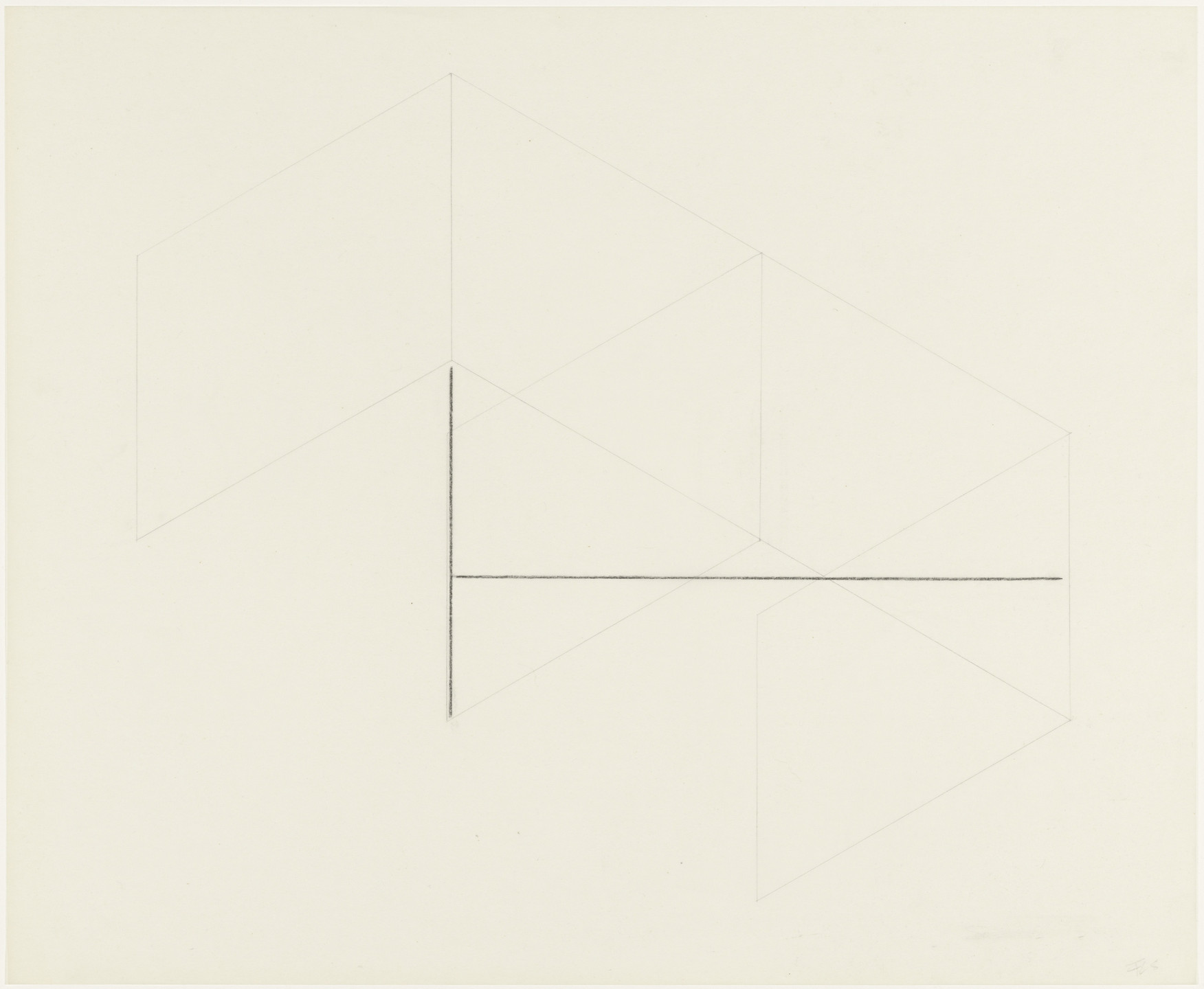 Fred Sandback. From the series 16 Variations of 2 Horizontal Lines. (1973)