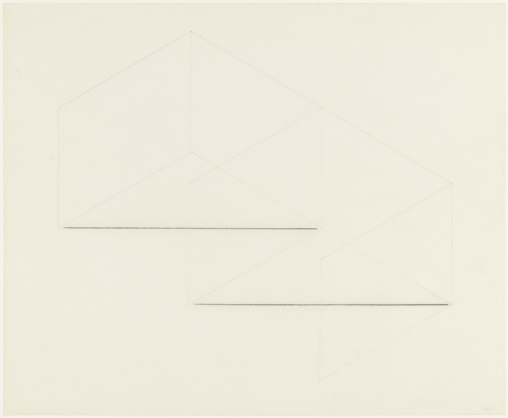 Fred Sandback. From the series 16 Variations of 2 Horizontal Lines. (1973)